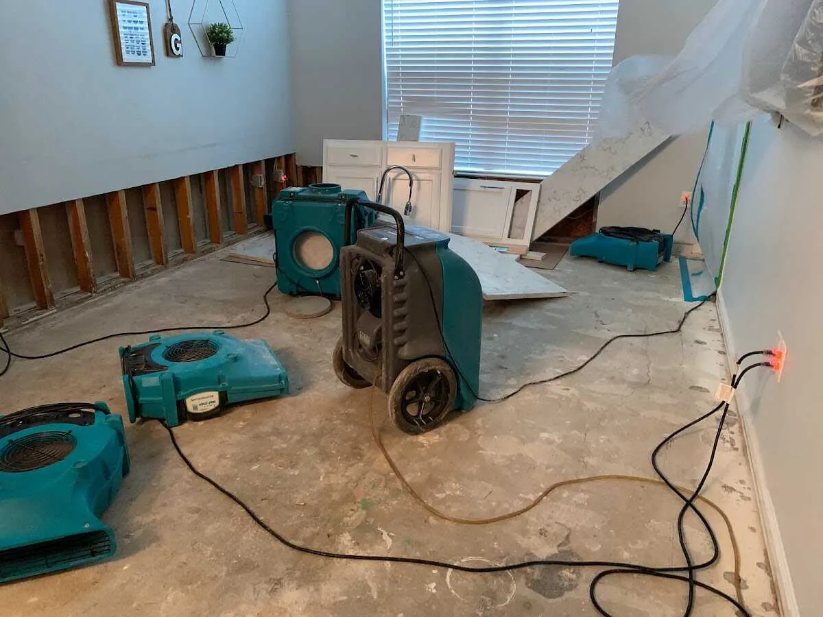 Dehumidifier in flood-cut room for Water Extraction & Removal in West View